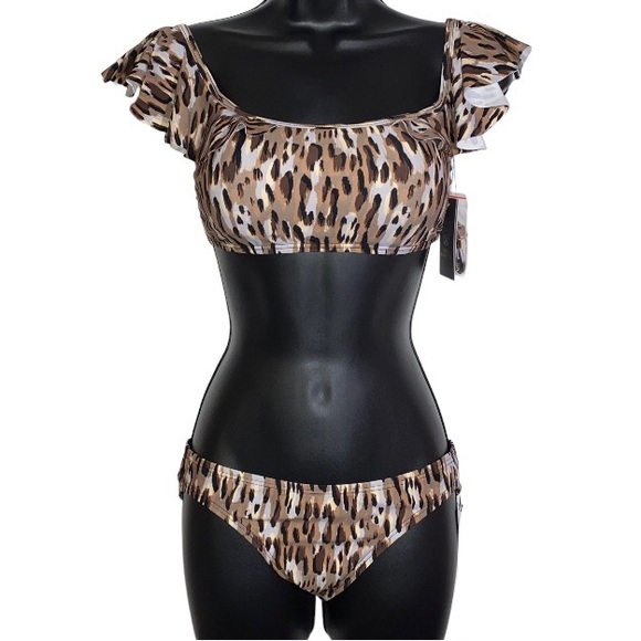 Vince Camuto Leopard Print Ruffle Bikini Women’s Size XS - Picture 1 of 16